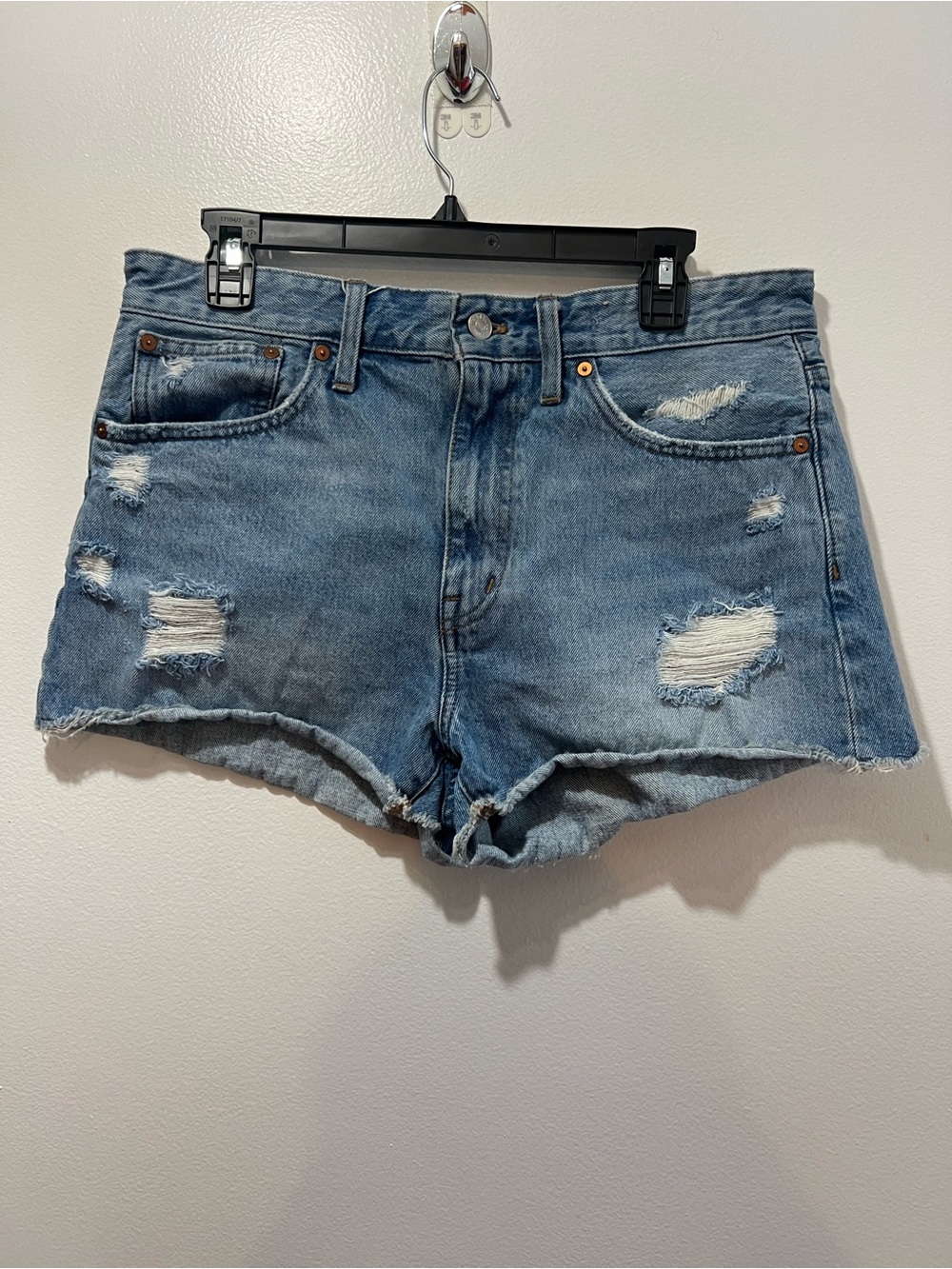 Madewell Light Blue Distressed Denim Cutoff Shorts